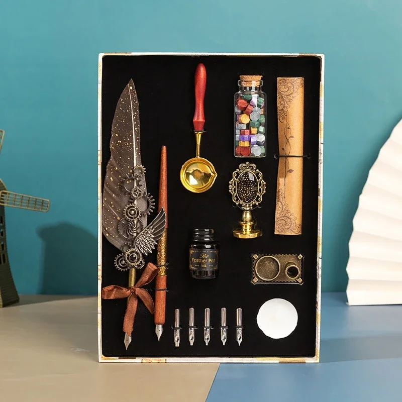Double Pen Antique Feather Dip - Wax Seal Stamp Set review and price