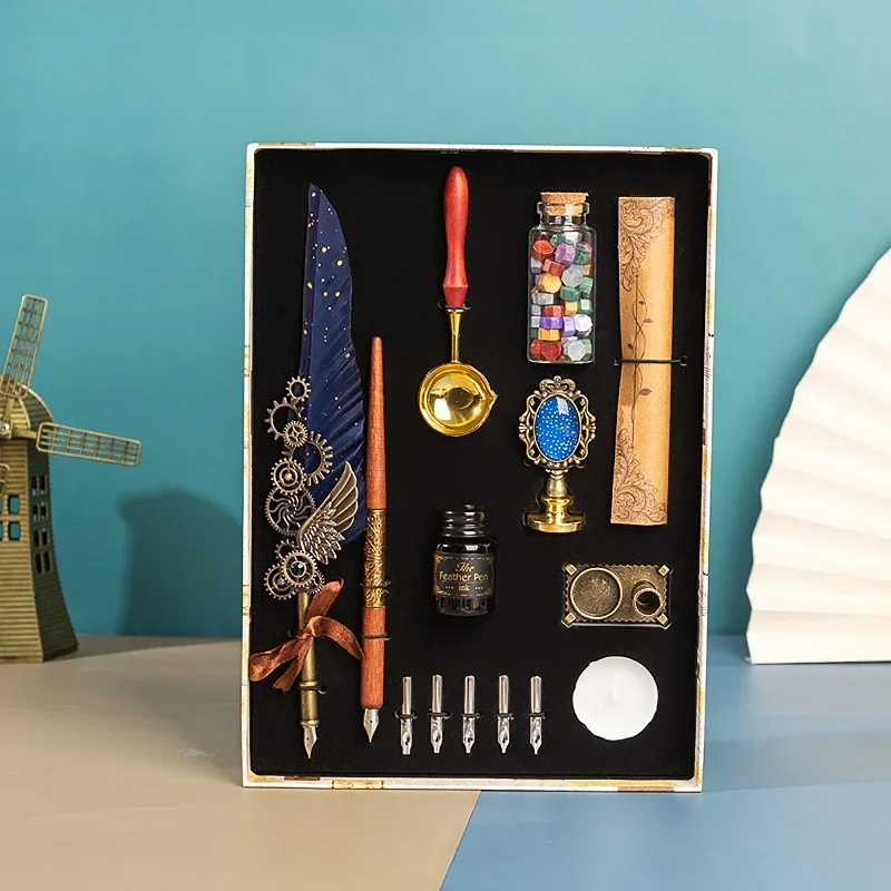Double Pen Antique Feather Dip - Wax Seal Stamp Set review and price